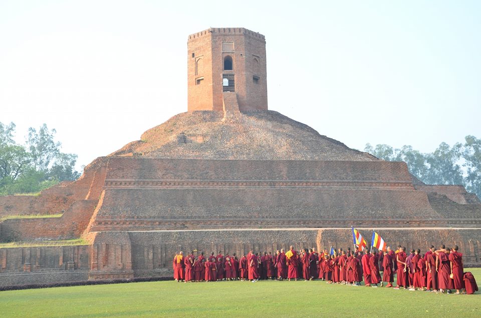 At the Chaukhandi Stupa, Sarnath.